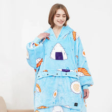 Load image into Gallery viewer, Heated Hoodie Blanket DR Custom Formulations Sushi Blue 